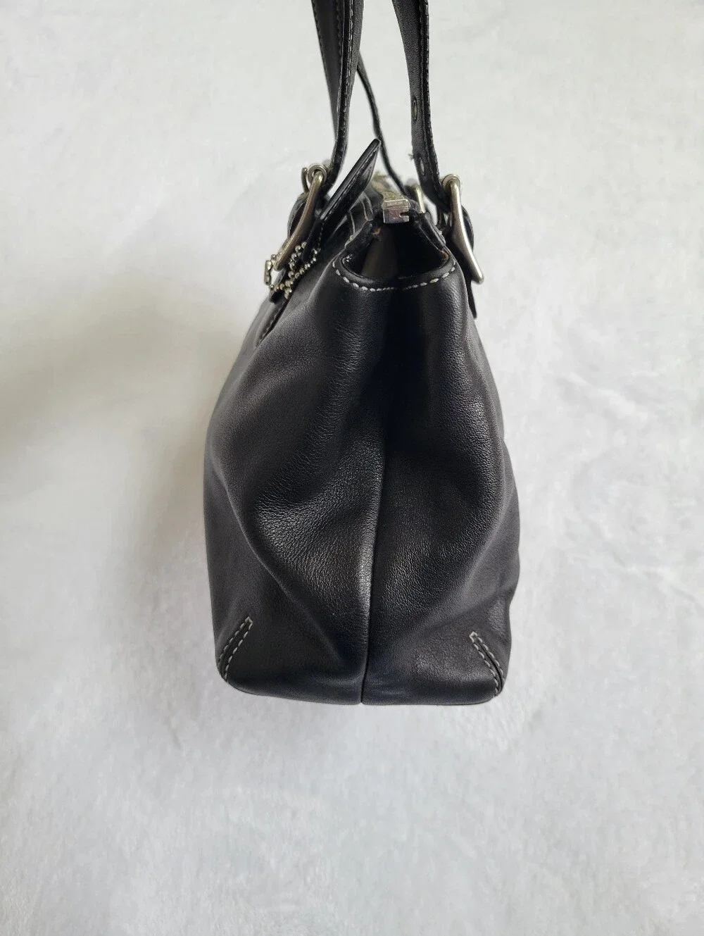 Coach Legacy 9545 Vintage Black Leather Zip Top Satchel Tote Bag Y2K Buckle